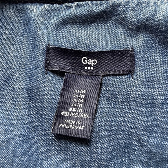 GAP Women's Chambray Medium Mini Button Up Long Sleeve Shirt Dress - Picture 6 of 9
